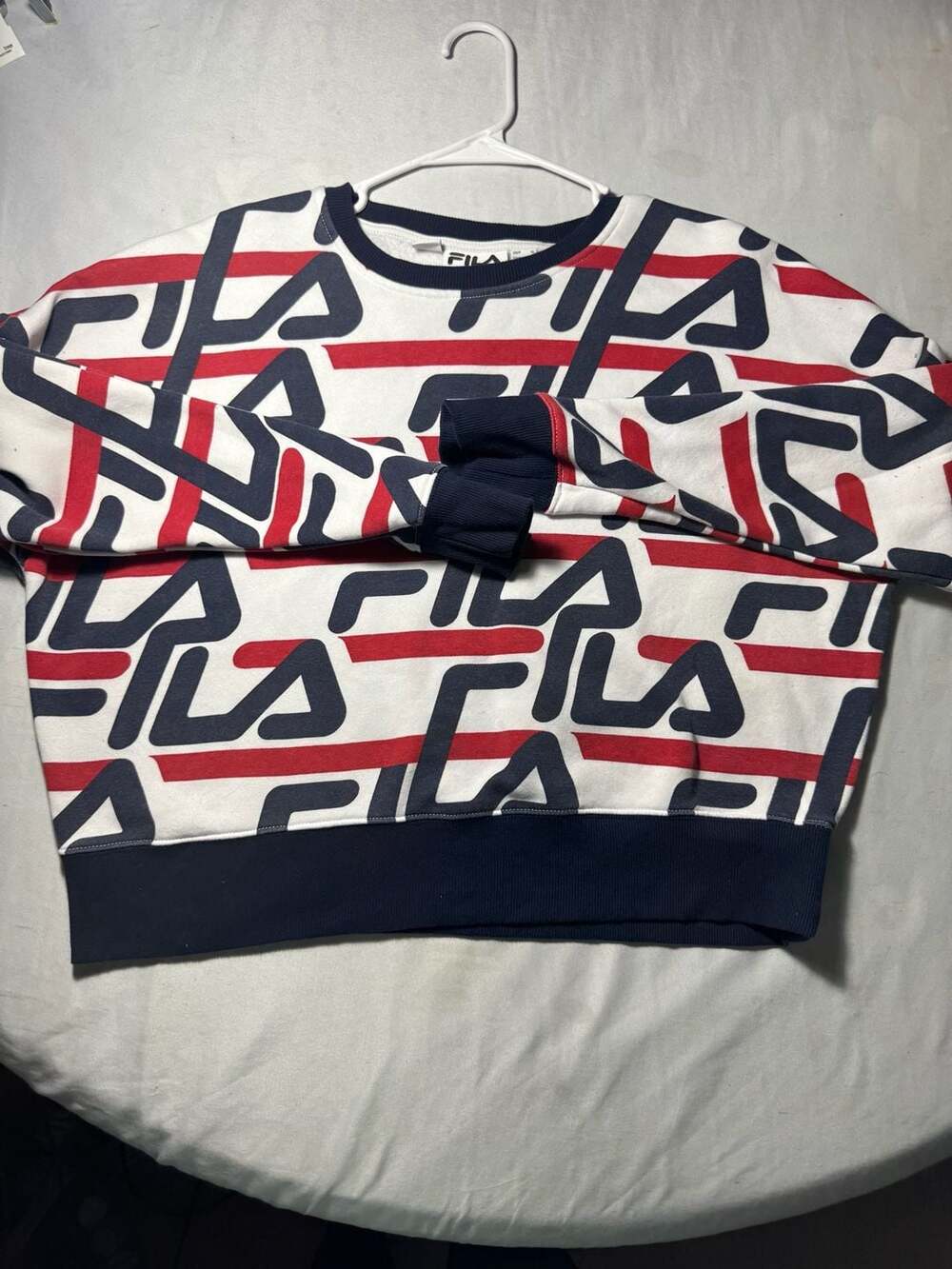 Fila Men's All-Over Logo Print Graphic Crewneck Sweatshirt
